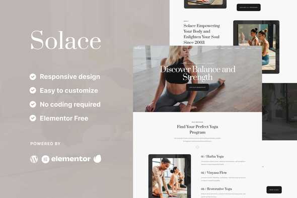 Solace – Yoga Teacher and Studio Elementor Template Kit